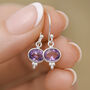 Sterling Silver Oval Amethyst Drop Earrings, thumbnail 1 of 10