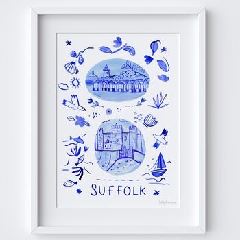 Suffolk Art Print Inspired By Blue Portuguese Tiles, 2 of 2