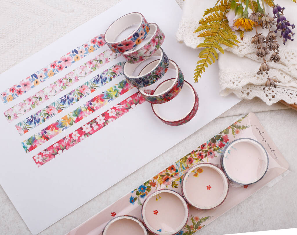 Garden Flowers Washi Tape Mixed Pack, Eco Friendly Paper Sellotape Roll, 1 of 2