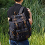 Canvas Backpack With Leather Detail, thumbnail 3 of 12
