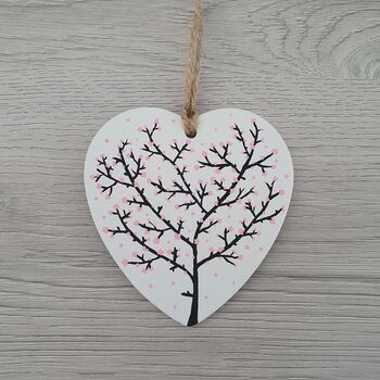 Cherry Blossom Design Heart Shaped Wall Hanging, 3 of 5