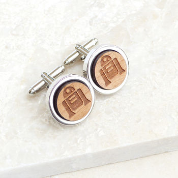 Personalised Wooden R2 D2 Cufflinks, 2 of 2