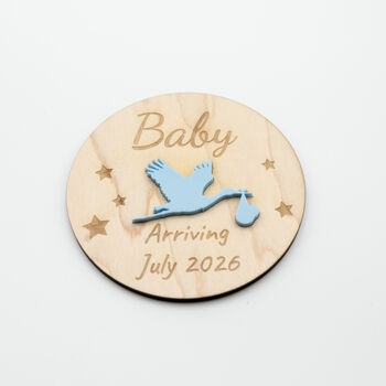 Modern Maple Acrylic Pregnancy Announcement Stork Sign, 11 of 12