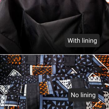 African Print Tote Bag | Grey Orange Deji Print, 4 of 6