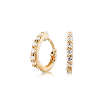 Gold Or Silver Small Diamond Style Huggie Hoop Earrings, 6 of 10