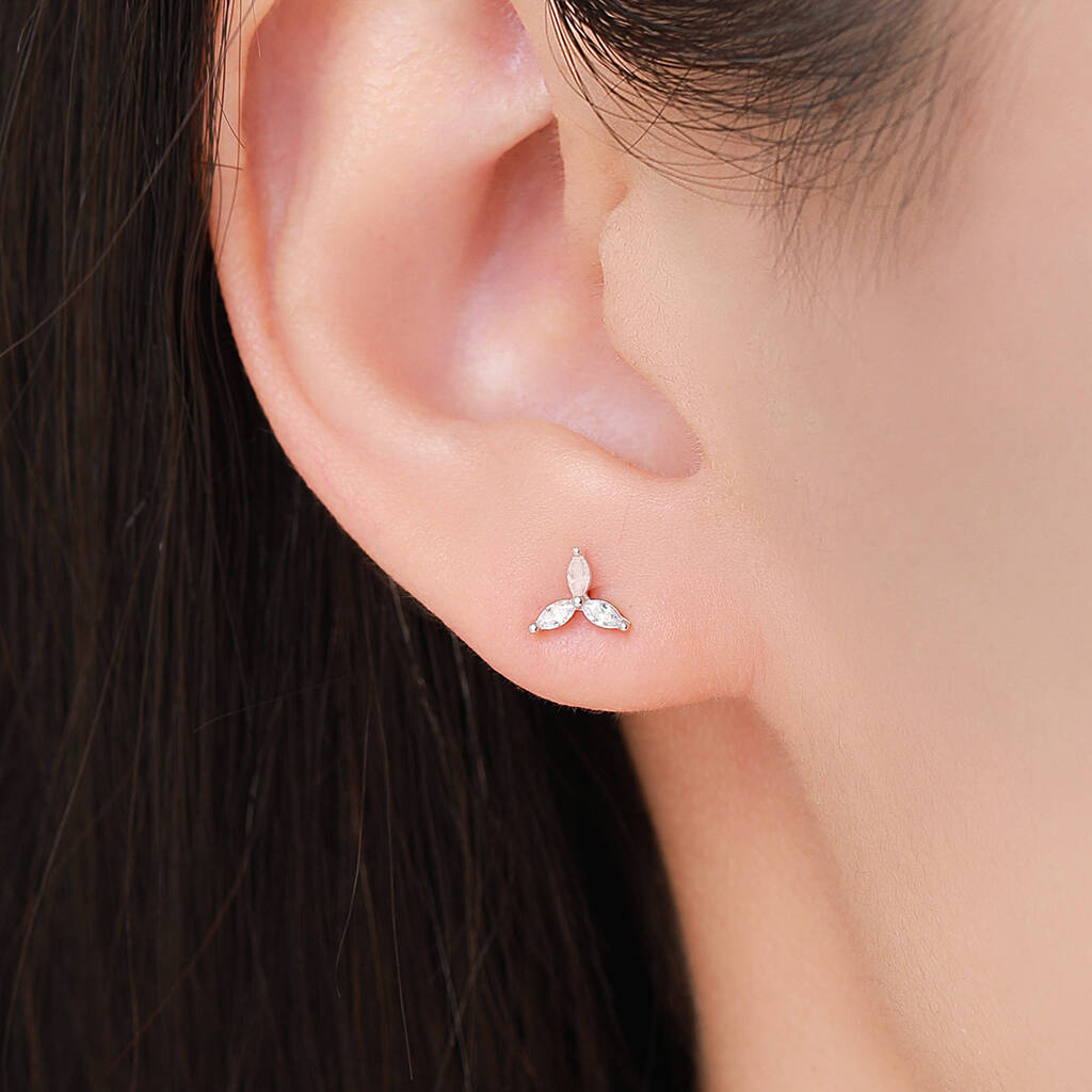 Marquise Cz Stud Earrings In Sterling Silver, 1 of 12