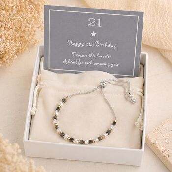 21st Birthday Twenty One Bead Drawstring Bracelet, 4 of 5