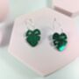 Monstera Earrings Mirror Acrylic Sterling Silver Hoops, thumbnail 6 of 8