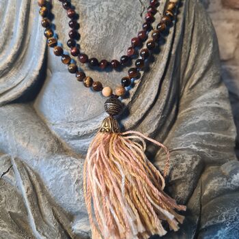 Tigers Eye Crystal Mala Bead Necklace With Tassel, 3 of 11