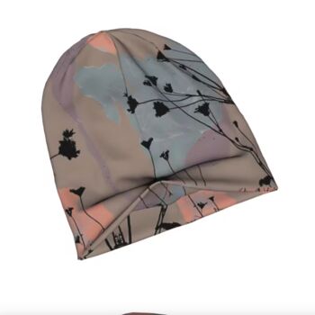 Chemo Headwear Beanie Hat Bandana Grey Pink Flowers Super Soft, 4 of 6
