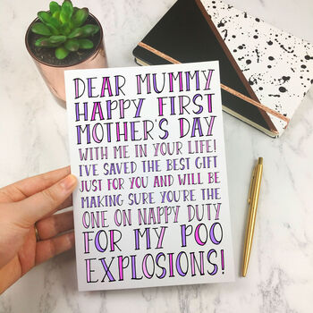 'Dear Mummy' Funny Baby's First Mother's Day Card, 2 of 3