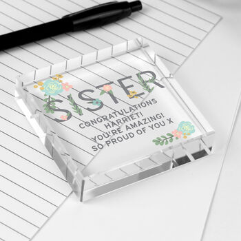 Floral Sister Personalised Crystal Token, 7 of 8