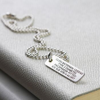 Silver Medical Alert Allergy Necklace Pendant, 5 of 10