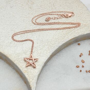 Rose Gold Vermeil And Pave Crystal Star Necklace, 5 of 7