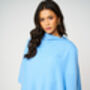 Sky Blue 100% Cashmere Multi Ways Button Poncho Shawl Gift Boxed, thumbnail 6 of 12