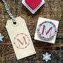 Personalised Initial Christmas Star Wreath Rubber Stamp, thumbnail 1 of 2