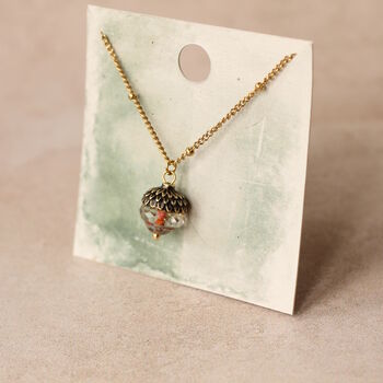 Burnt Orange Acorn Necklace, 7 of 8