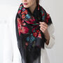 Gold Effect Summer Florals Print Scarf, thumbnail 1 of 11