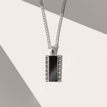 Maharani Men's Black Onyx Dog Tag Necklace, 2 of 10