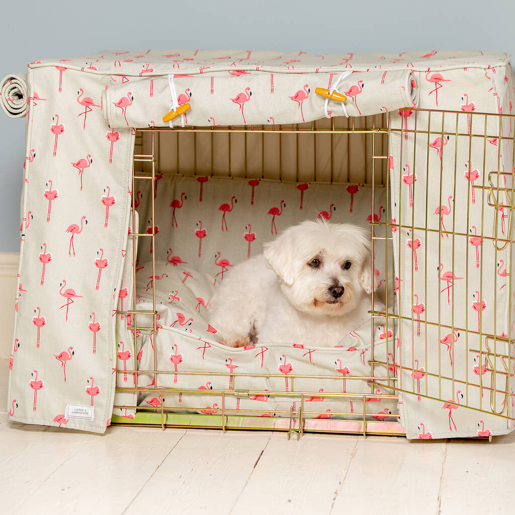 Luxury Dog Crate Set In Sophie Allport Flamingo By Lords ...