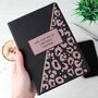 Personalised Leopard Print Black Hardback Notebook, thumbnail 1 of 4