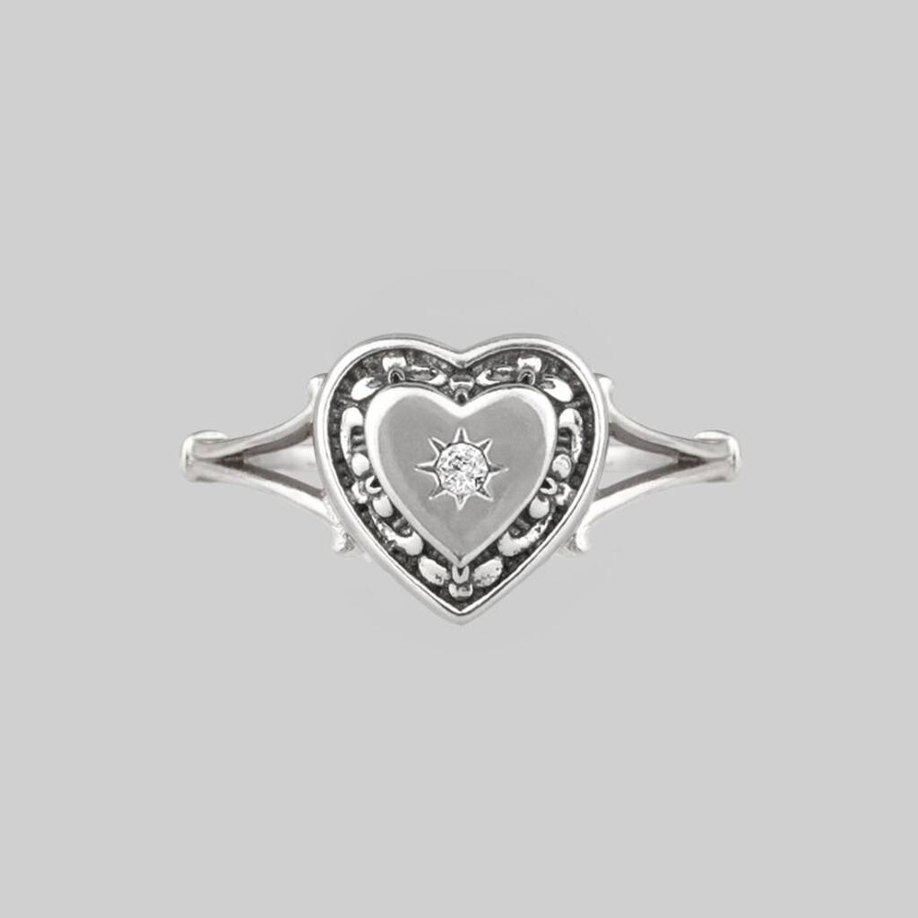 Heart And Cubic Zirconia Ring, 1 of 6