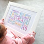 Personalised 18th Birthday Word Art Print, thumbnail 1 of 12
