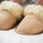 Women's 100% Natural Sheepskin Slippers In Beige, thumbnail 3 of 3