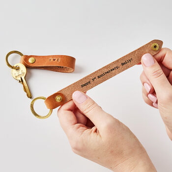 Personalised Secret Message Leather Loop Keyring, 3 of 8