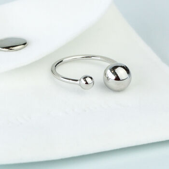 Sterling Silver Ball Detail Open Ring, 3 of 4