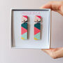 Treat Wooden Dangle Earrings Green/Pink, thumbnail 1 of 8