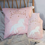 Liberty Unicorn Personalised Hot Water Bottle Cover, thumbnail 3 of 3