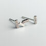 Sterling Silver Asymmetrical Crystal Bar Stud Earrings, thumbnail 3 of 5