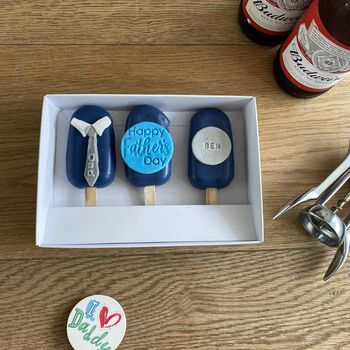 Personalised Father's Day Trio Of Vanilla Cakesicles, 4 of 4