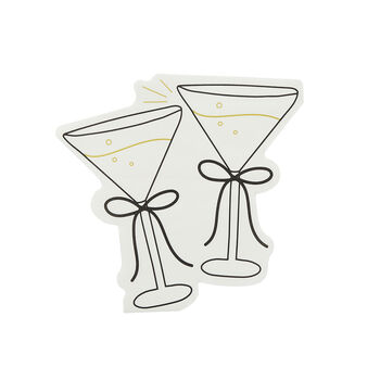 Black And Gold Cocktail Shaped Party Napkins X 16, 2 of 3