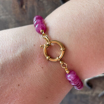 Chunky Candy Rubellite Gemstone Bracelet, 2 of 4