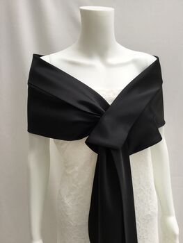 Black Duchess Satin Wrap For Special Occasions, 6 of 7
