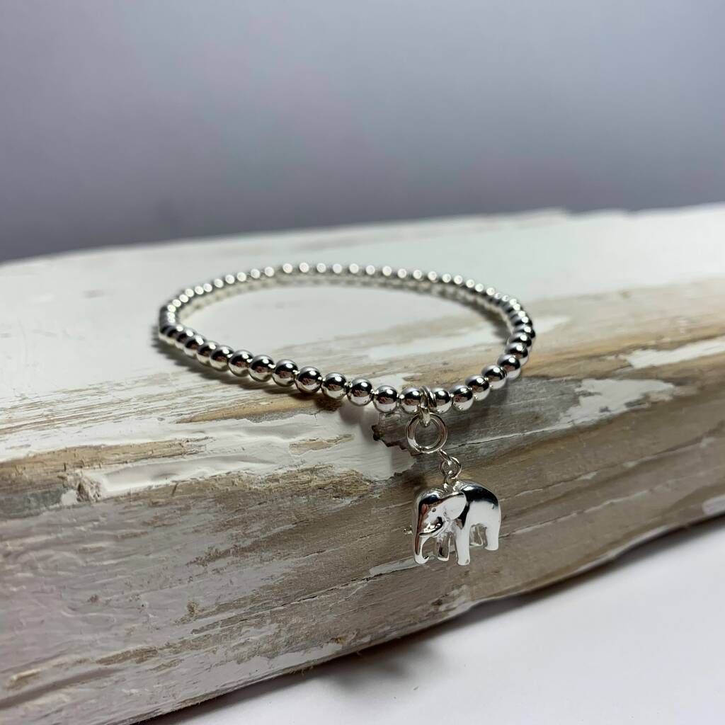 Personalised Solid Silver Elephant Charm Bracelet By Nest