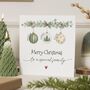 Personalised Christmas Card For Family Names On Baubles, thumbnail 1 of 7
