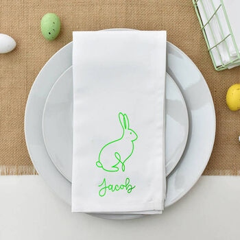 Personalised Linear Easter Bunny Rabbit Napkin, 3 of 5