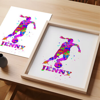 Personalised Girls Soccer Splash Poster, 2 of 6