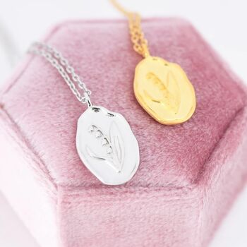 Lily Flower Oval Pendant Necklace In Sterling Silver, 3 of 8