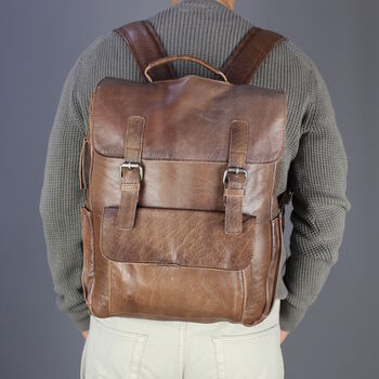 'kingsley' Personalised Leather Laptop Backpack Hickory By Vintage ...