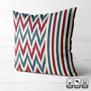 Striped And Zig Zag Ikat Handwoven Cushion Cover, 6 of 7
