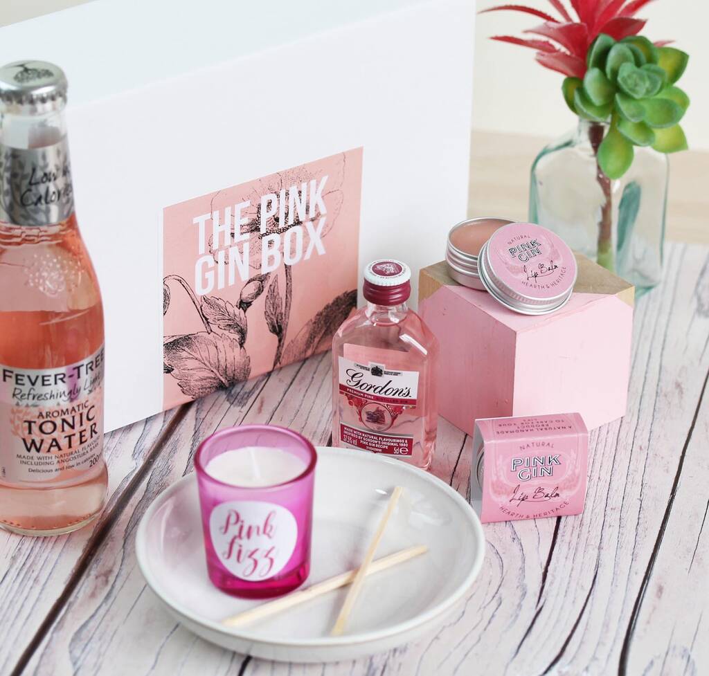 Pink Gin Gift Box With Pink Gin Bottle By Hearth & Heritage