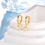 Sterling Silver Cz Marquise Crown Huggie Hoop Earrings, thumbnail 2 of 11