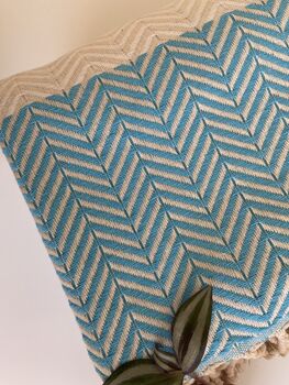 Zigzag Design Turquoise Soft Sofa Throw, 2 of 9