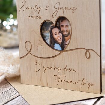 Wooden Engraved Wedding Anniversary Photo Card, 2 of 3