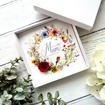 Handmade Floral Mother's Day Card: Paper Poppy And Bird Design. Customisable, 4 of 9