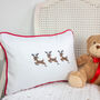 Christmas Themed Reindeer Embroidered Cushion, thumbnail 1 of 5
